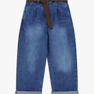 Jeans ampi vita alta con cintura e risvolto Dixie