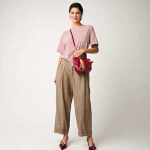 Pantaloni con pinces e risvolto castoro Alessia Santi