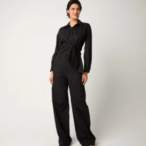 Pantaloni in cotone con piega nero Alessia Santi