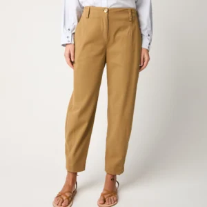 Pantaloni cropped in cotone stretch gold Alessia Santi