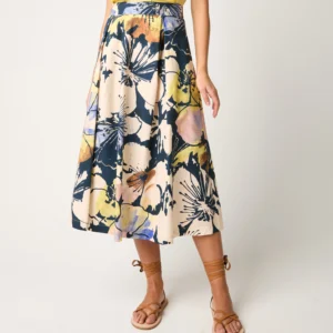 Gonna longuette a fiori multicolor Alessia Santi