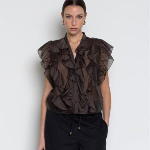 Camicia a maniche corte con rouches Kaos