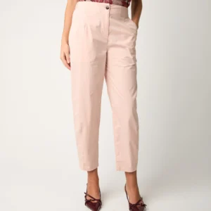 Pantaloni cropped in cotone stretch blush Alessia Santi