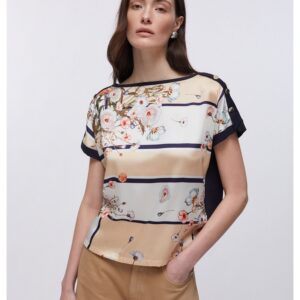 T-shirt con inserto in twill stampato Liu Jo